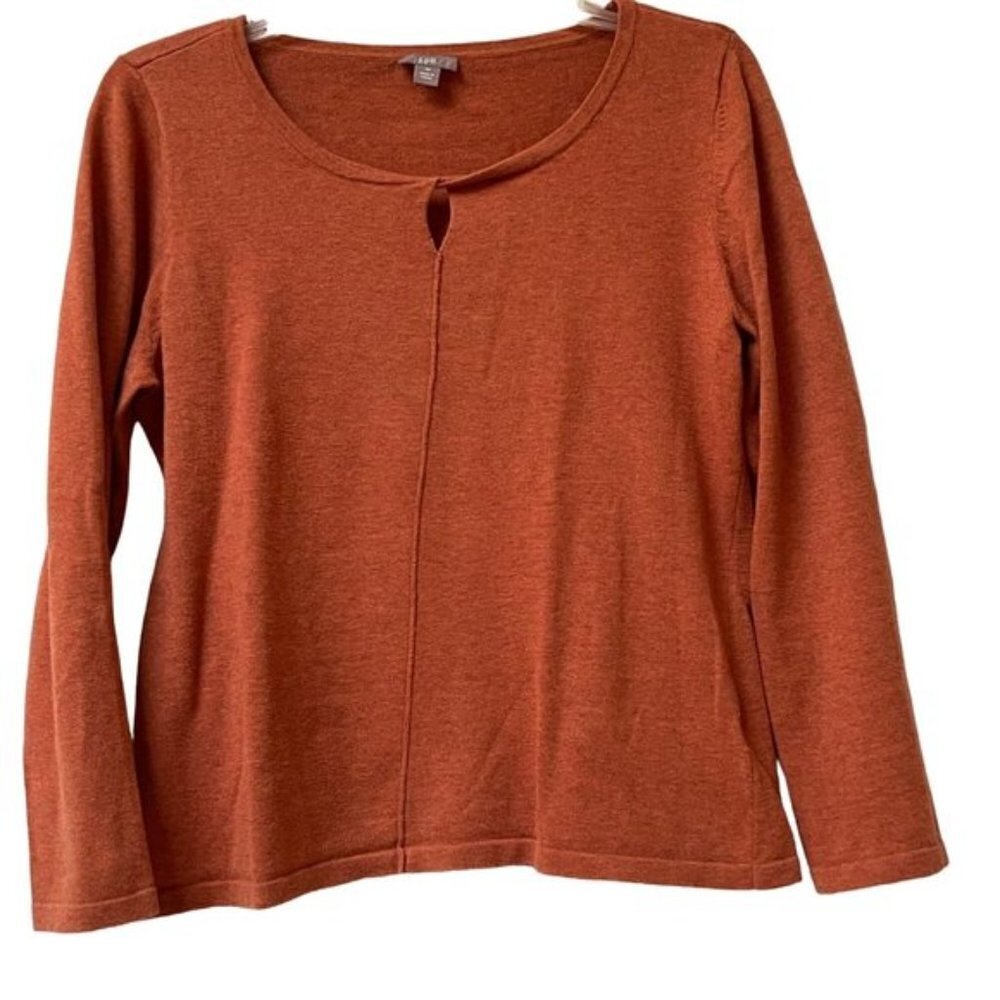 J. Jill Knit Blouse Womens Medium Long Sleeves Cotton Minimalist Knit Casual